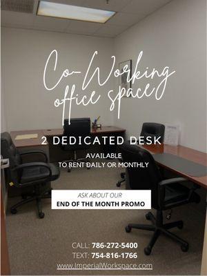 Co-working / dedicated desk available