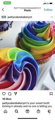 The picture they had on their Instagram for rainbow cupcakes