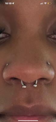 Unsymmetrical nose piercing