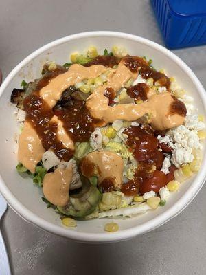 Fiesta Grain Bowl with Tomatillo salsa & Southwestern Dressing.