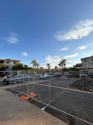 Construction in parking lot