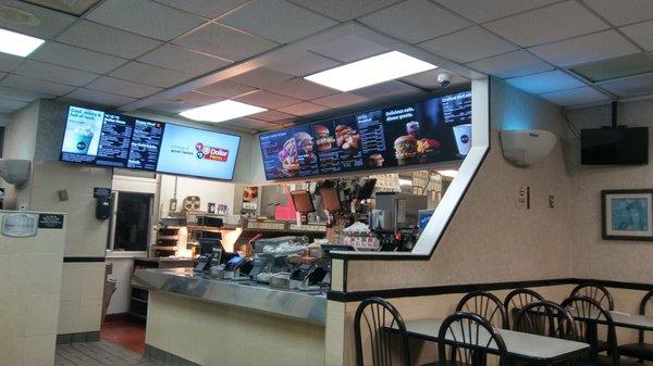 Flat screen TVs as menu displays - taken on March 10th, 2018