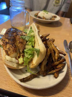 Blackened catfish and fries