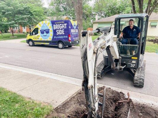 Here Edward is helping out with a very tricky sewer repair.