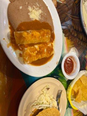 Combo 1 with refried beans- taco , and two enchiladas ! Great value ! $