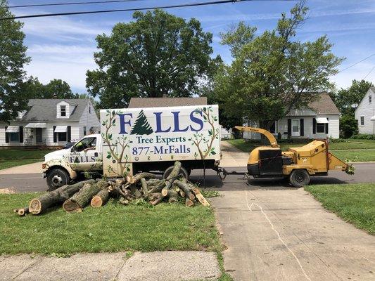 Falls Tree services chip truck