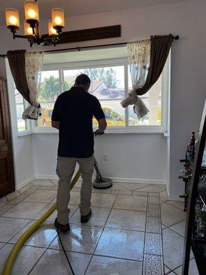 Cleaning the tile in my dinning room