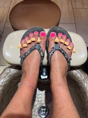 Best pedicure in fort Myers! Barbie pink and a long rub on my feet and ankles. Lovely