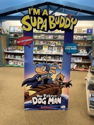 Dog Man photo opp in the Children's section