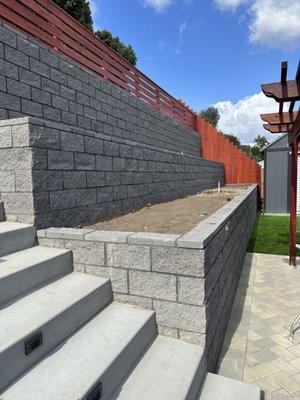 3 tier split face retaining walls