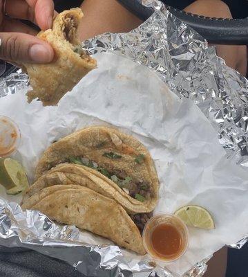 Carne Asada Tacos-- very dry shells, barely any meat, 2/10 order.