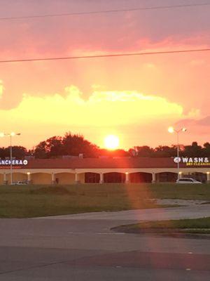 Sun coming up on a hot summer day in Garland, Texas