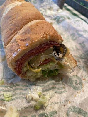 I ordered the spicy Italian , my wife ordered through the app so we get one sandwich half off.