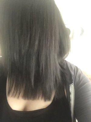 Worst hair cut. Look at those awful layers that are so obvious and get shorter as you go back???