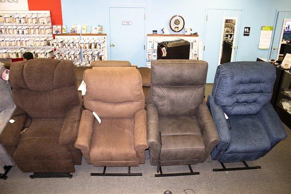 over 40 lift chairs in our retail showroom located in Crystal Lake, IL