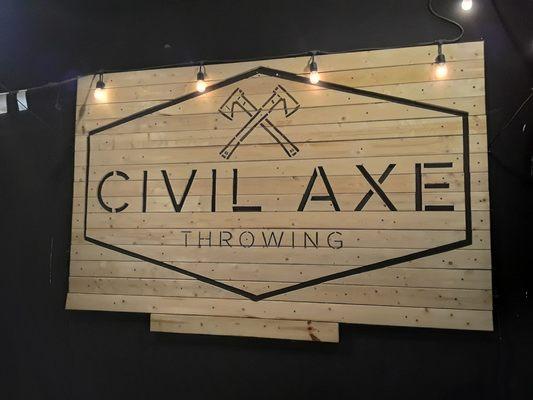 Civil axe logo craved in wood!