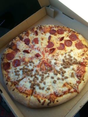 1/2  pepperoni  1/2  beef pizza