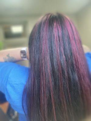 A new Vivid haircolor with black base done by Amber at Eternal Elegance Salon in Woodstock, Ga