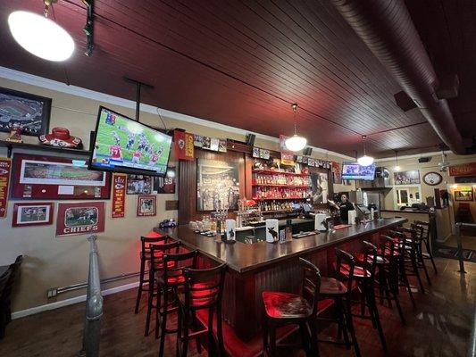 Bar area and Chiefs decor