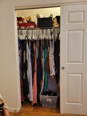 Organized her closet and considerd height and what she uses most