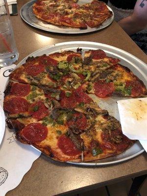 Hungarian Banana Peppers, Pepperoni, Green Pepper, Mushroom, Anchovies