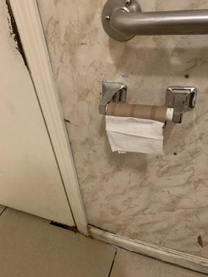 One of the workers there left the bathroom with no toilet paper for the next person to use.