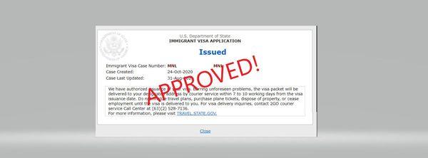 Immigrant visa from the US embassy in Manila, Philippines approved for immediate relative despite complications.