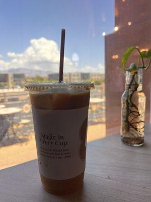 Great coffee with a cool St. George, Utah view in the background.