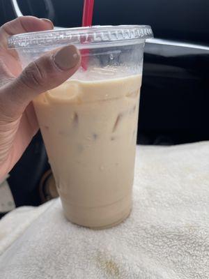 Iced vanilla caramel latte