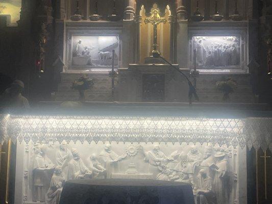 Marble Altar showing last supper detail