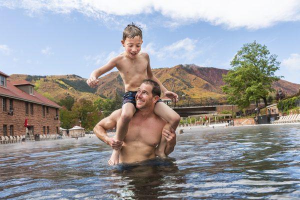 Family fun time in the World's Largest Hot Springs Pool!