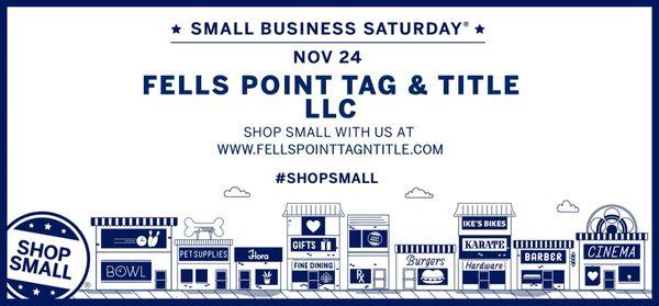 Visit us on small business Saturday. November 24th!!! $10 off all new and renewal tags!!!!