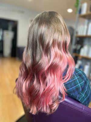 Pink tipped hair