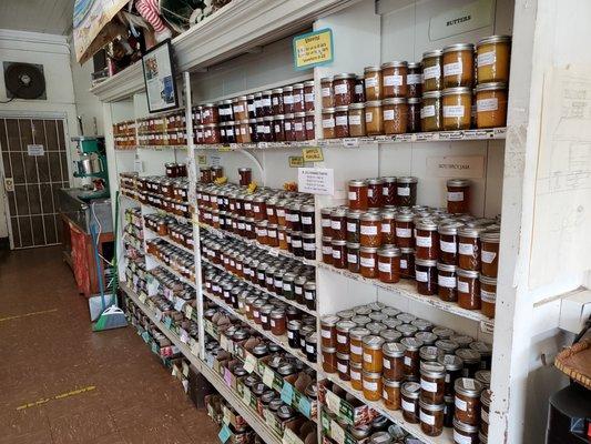 Massives selection of homemade jams, jellies and butters.