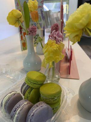 Lavender and pistachio macaron