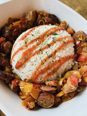 Jambalaya with andouille sausage and rice