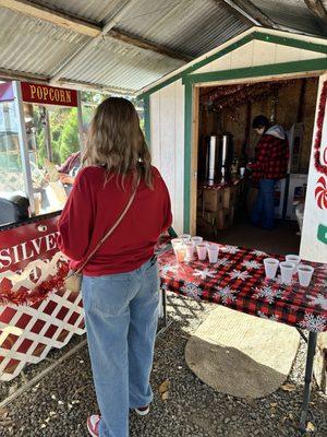 Free cider and popcorn