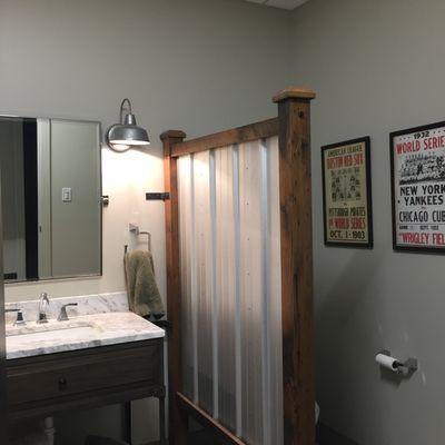 Men's restroom in our office - plumbing completed by Cecil's plumber