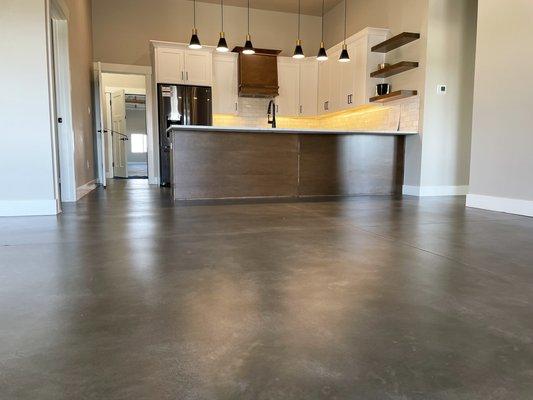 Honed and sealed concrete floors.