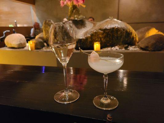 Sake and lychee martini