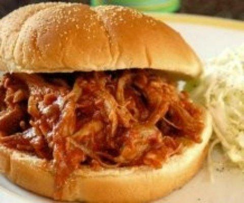 BBQ pulled pork sandwich.