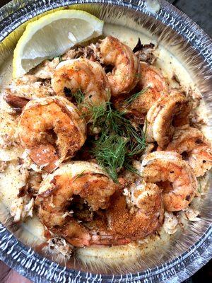 Shrimp and Grits with Smoked Turmeric