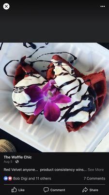 RED VELVET WAFFLES AND ICE CREAM