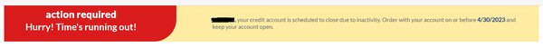 Fingerhut threatening to close an account with all on-time payments and 7 purchases off if I don't give them more money.