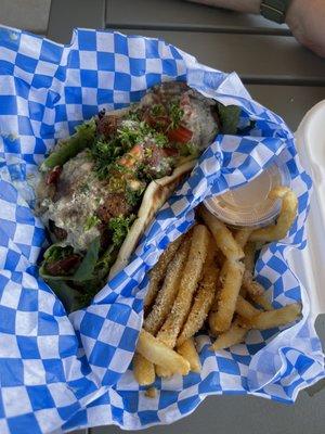 Falafel pita and fries