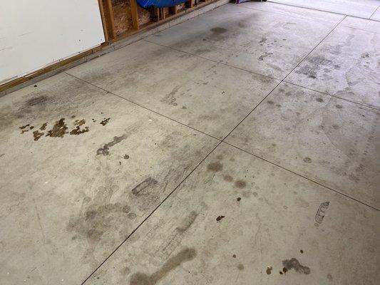 Oil spots on garage floor