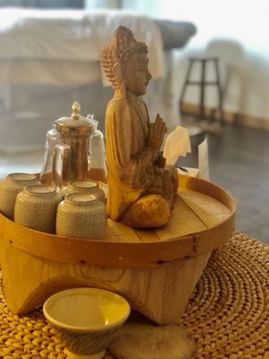 Warm tea & zen, tranquil space for you to receive attuned bodywork at Centered, in Ridgway, Colorado.