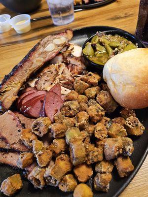 Oklahoma Sampler plate...this was lunch and dinner!