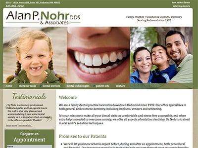 Responsive custom web site built for Alan Nohr, DDS