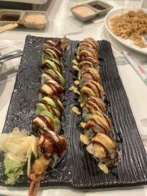 DRAGON ROLL and CALIFORNIA ROLL